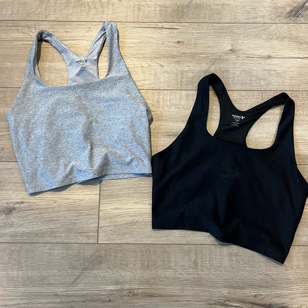 Old Navy Active Gray and Black Racerback Crop Tops